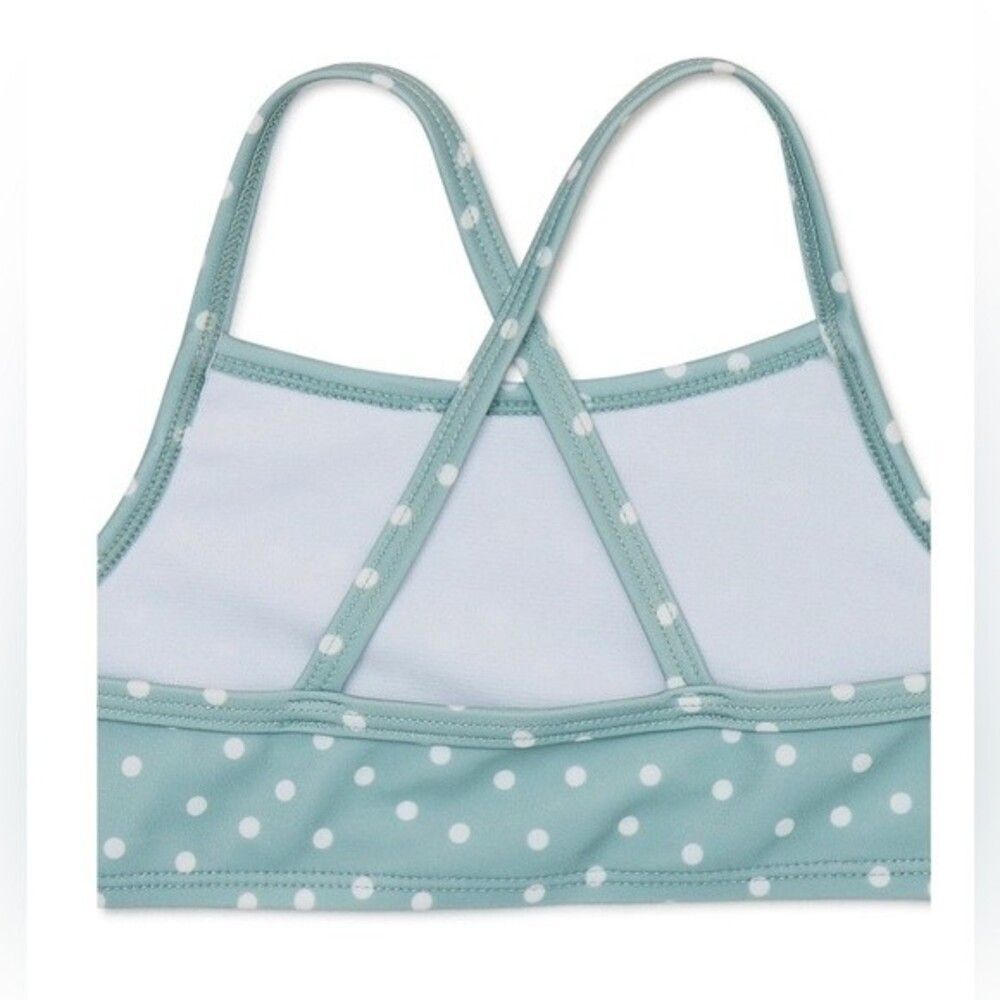 NWT Wonder Nation Baby Girl 2pc Bikini Size 12M Green Polka Dot Retro - Picture 2 of 6